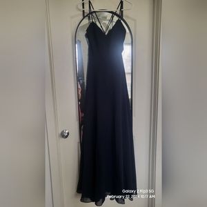 Morning Lavendar Navy Blue Long Cocktail Dress Size Medium